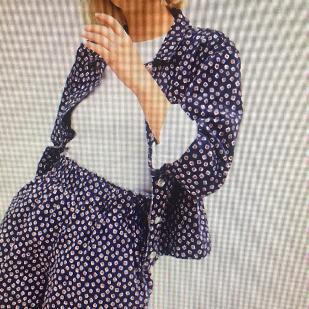 Mads Norgaard navy floral denim jacket Sz 40